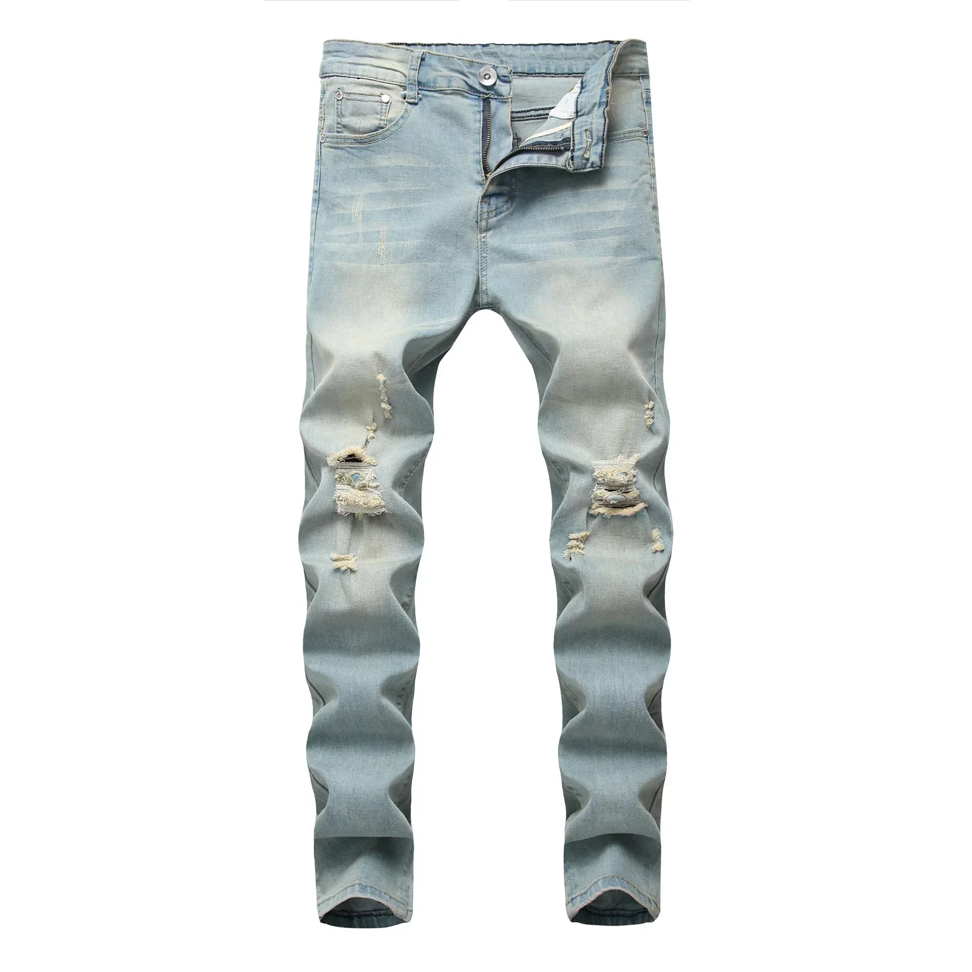 Punk Street Style Ripped Skinny Jeans Men Vintage Wash Solid Denim Trouser Mens Casual Slim Fit Pencil Denim Holes Pants 2025
Punk Street Style Ripped Skinny Jeans Men Vintage Wash Solid Denim Trouser Mens Casual Slim Fit Pencil Denim Holes Pants 2025