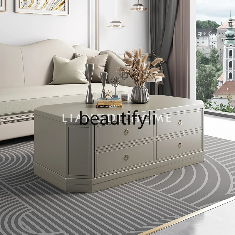 American champagne solid wood living room tea table storage tea table coffee table TV cabinet combination
American champagne solid wood living room tea table storage tea table coffee table TV cabinet combination
