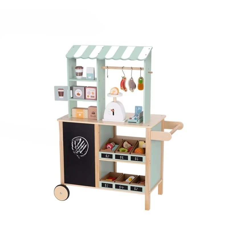 Children's games wooden kitchen toys simulation booth cash register supermarket shopping cart children's toys 
Children's games wooden kitchen toys simulation booth cash register supermarket shopping cart children's toys