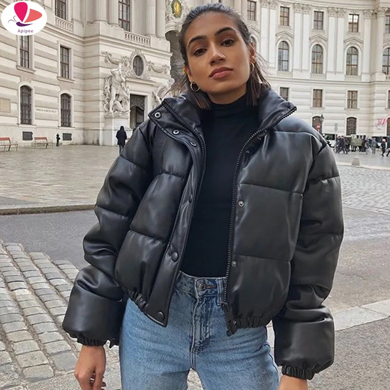 Winter Warm Thick PU Leather Coats Women Short Parkas Fashion Black Cotton Padded Lady Down Jacket Elegant Zipper Clothes 2024
Winter Warm Thick PU Leather Coats Women Short Parkas Fashion Black Cotton Padded Lady Down Jacket Elegant Zipper Clothes 2024