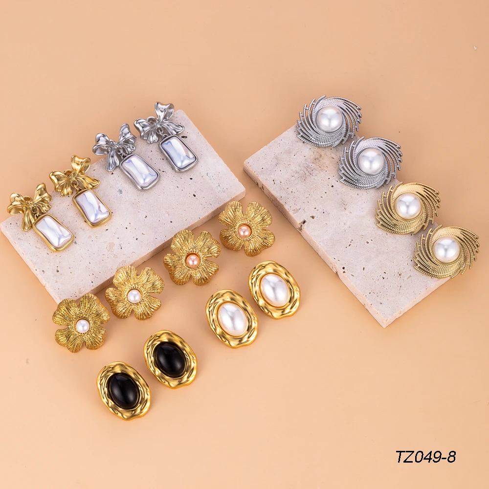 CARLIDANA New Trendy Earrings Flower Pearl Irregular Geometric Pendant Earrings Stainless Steel Gold Color Bow Earrings Gifts
CARLIDANA New Trendy Earrings Flower Pearl Irregular Geometric Pendant Earrings Stainless Steel Gold Color Bow Earrings Gifts