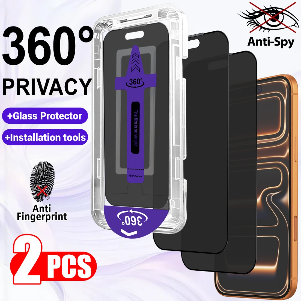 NNBILI 2Pcs 360° Privacy Tempered Glass Screen Protectors For iPhone 17 16 15 14 13 12 11 Pro Max Tempered Glass Easy to Install
NNBILI 2Pcs 360° Privacy Tempered Glass Screen Protectors For iPhone 17 16 15 14 13 12 11 Pro Max Tempered Glass Easy to Install