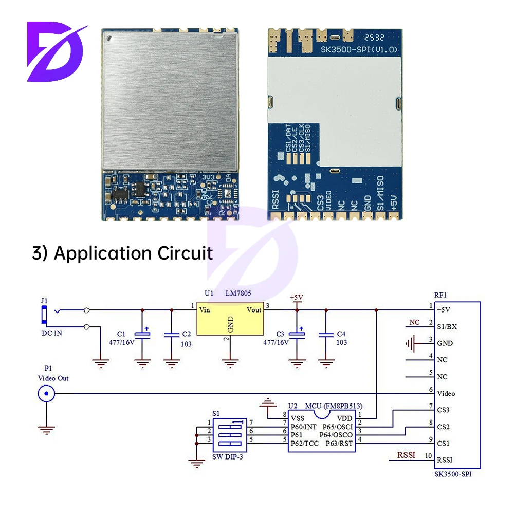 SK3500-SPI 3,3G Модуль передачи изображения FPV Аналоговый беспроводной модуль приема передачи аудио и видео Частота 3100-3800 МГц
SK3500-SPI 3,3G Модуль передачи изображения FPV Аналоговый беспроводной модуль приема передачи аудио и видео Частота 3100-3800 МГц