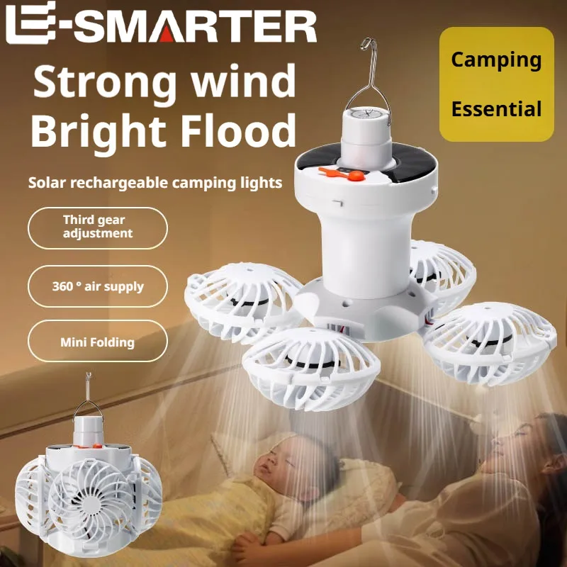 2-in-1 Fan+Lighting Essential Foldable Ceiling Fan Light LED Solar Bulb Lamp with 4 Mini Fan for Outdoor Camping Cooling Lightin
2-in-1 Fan+Lighting Essential Foldable Ceiling Fan Light LED Solar Bulb Lamp with 4 Mini Fan for Outdoor Camping Cooling Lightin