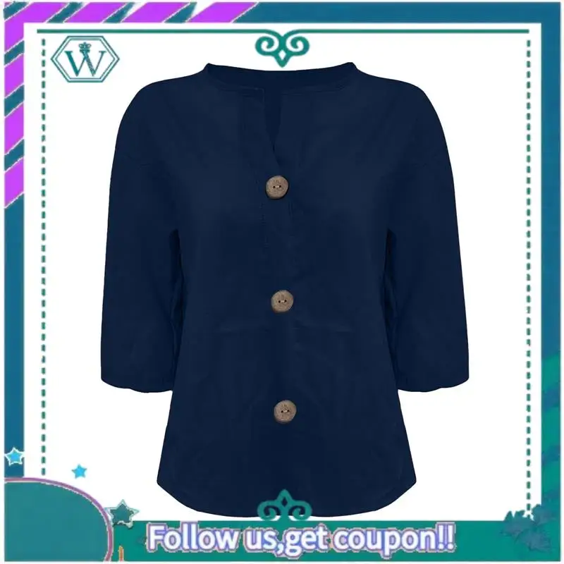A09P Women Linen Shirts V Neck 3/4 Sleeve Tops Loose Vacation Beach Solid Blouses Tunic Tops
A09P Women Linen Shirts V Neck 3/4 Sleeve Tops Loose Vacation Beach Solid Blouses Tunic Tops