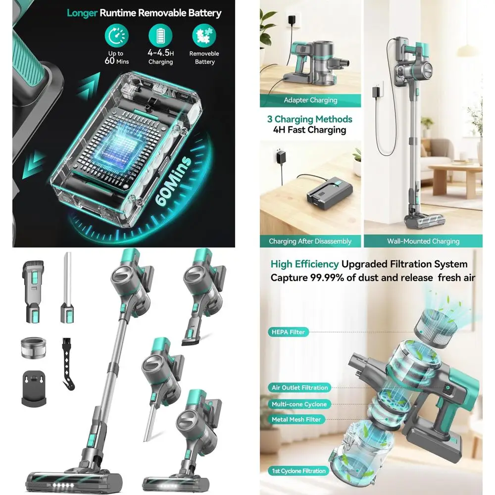 60-Minute 55Kpa Lightweight Stick Vacuum Cleaner with Strong Suction for Home, Rechargeable, Self-Standing, and Ideal for Hardwo
60-Minute 55Kpa Lightweight Stick Vacuum Cleaner with Strong Suction for Home, Rechargeable, Self-Standing, and Ideal for Hardwo