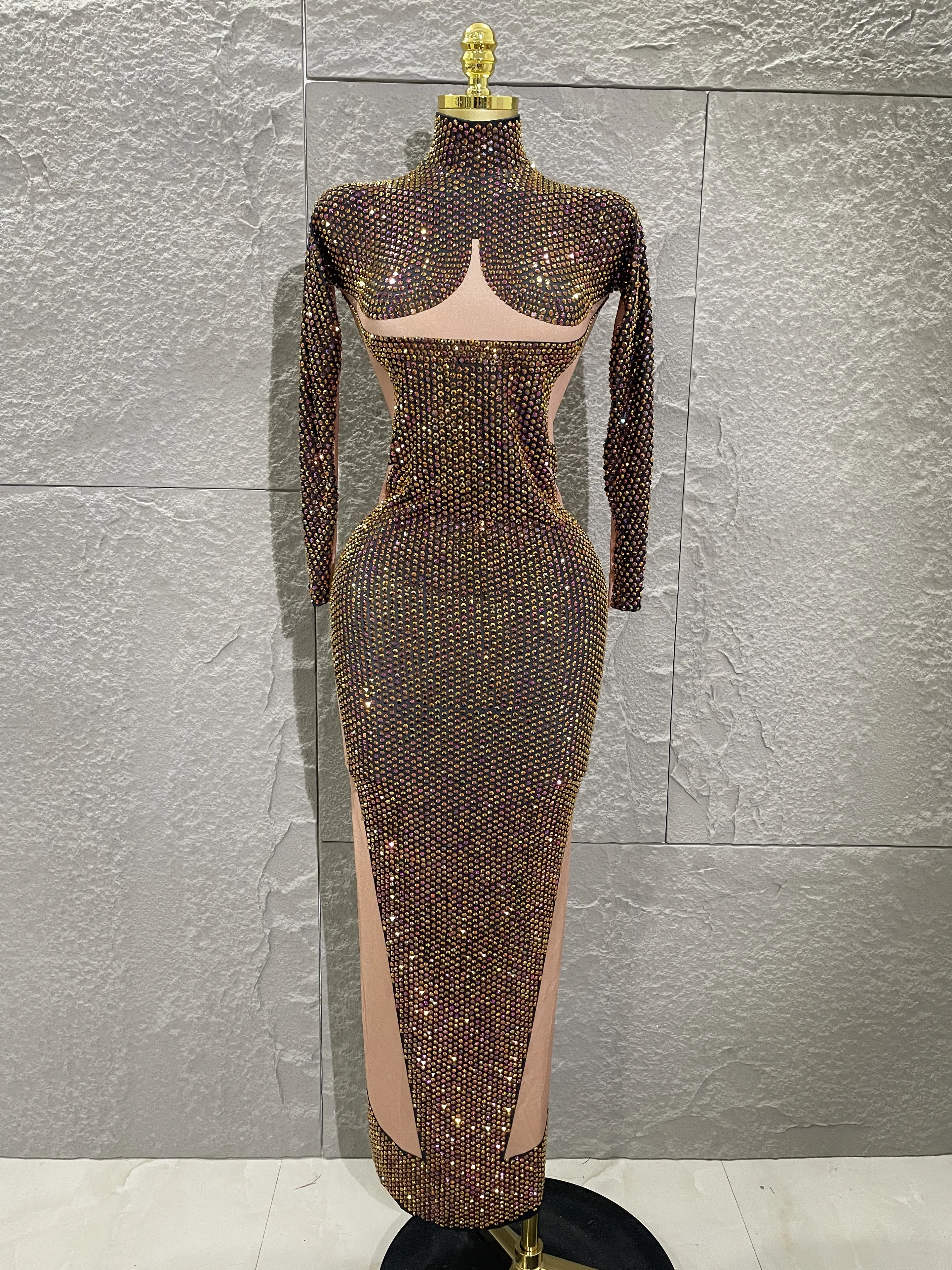 Handmake Full Shinning Rhinestones High Stretch Bodycon Long Dress Women Long Sleeve Celebrate Bar Singer Nightclub Party Wear
Handmake Full Shinning Rhinestones High Stretch Bodycon Long Dress Women Long Sleeve Celebrate Bar Singer Nightclub Party Wear
