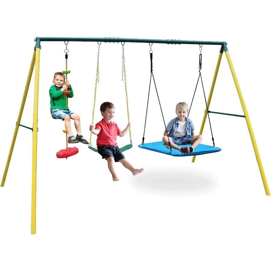 Heavy duty metal swing set for backyard outdoor play designed for toddlers and kids with two seats and climbing feature ideal f
Heavy duty metal swing set for backyard outdoor play designed for toddlers and kids with two seats and climbing feature ideal f