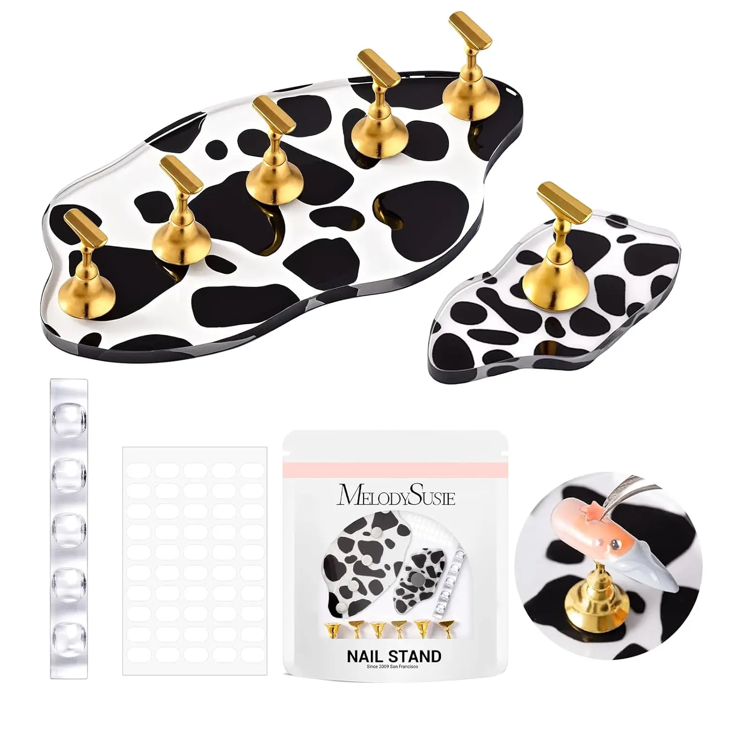 2 Spotted Cloud Magnetic Nail Stand Set for Press Ons, with Brush Holder and Reusable Tape for DIY Salon
2 Spotted Cloud Magnetic Nail Stand Set for Press Ons, with Brush Holder and Reusable Tape for DIY Salon