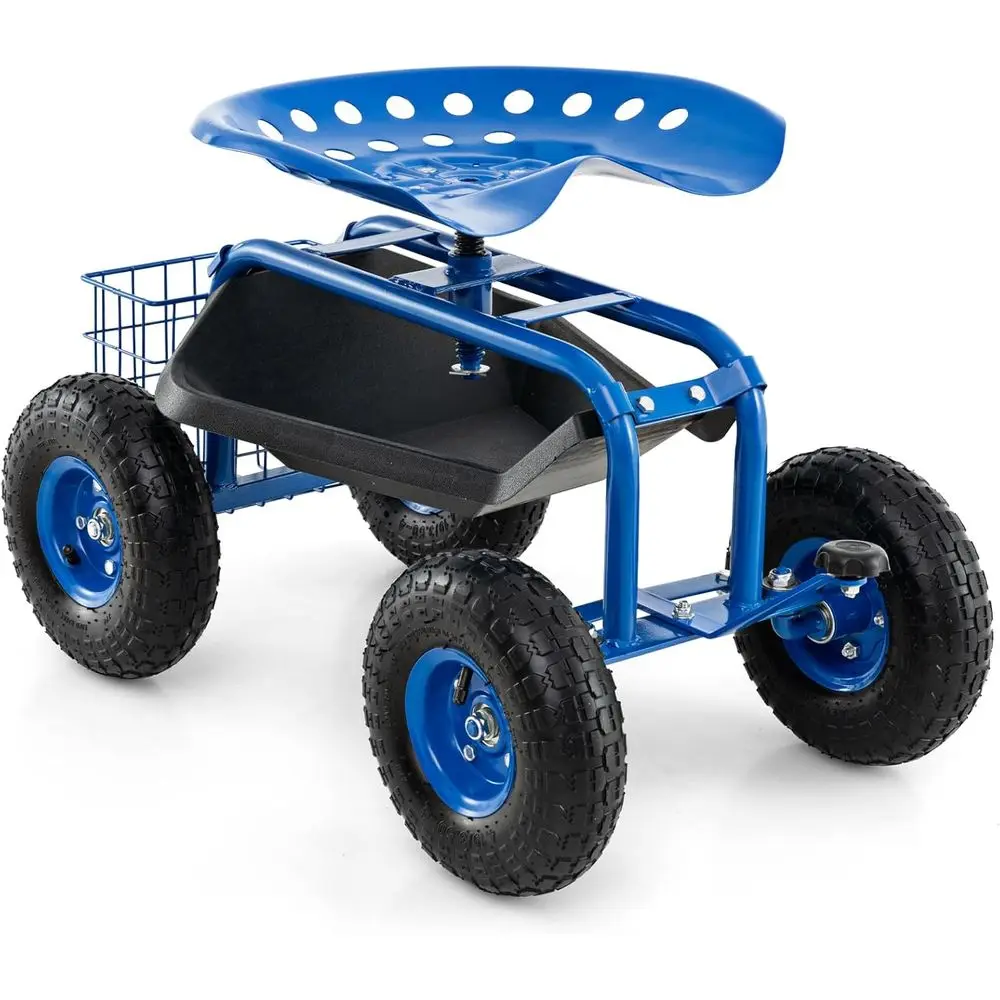 All-Terrain Garden Cart with Seat, Rolling Scooter, Tool Tray, and Basket - Blue
All-Terrain Garden Cart with Seat, Rolling Scooter, Tool Tray, and Basket - Blue