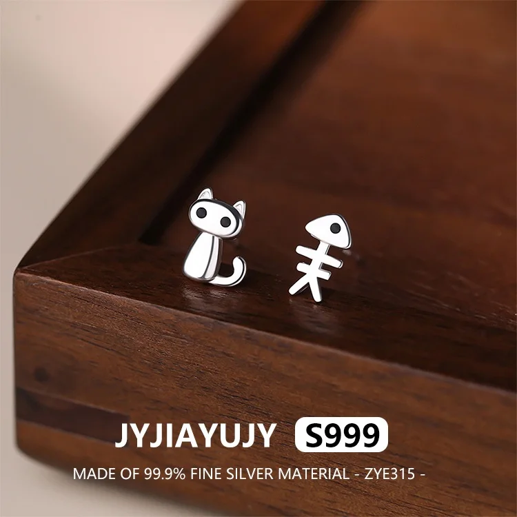 JYJIAYUJY 100% Whole Original Fine Silver S999 Stud Earrings Cute Kitten And Fish Elegance Daily Wear Gift For Women Use ZYE315
JYJIAYUJY 100% Whole Original Fine Silver S999 Stud Earrings Cute Kitten And Fish Elegance Daily Wear Gift For Women Use ZYE315