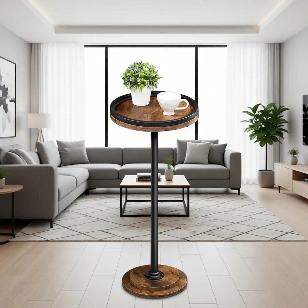 Small Round Side Table, Drink Table, Coffee Table with Pedestal Accent for Small Spaces in Living Room, Bedroom, Sofa Couch, Rus
Small Round Side Table, Drink Table, Coffee Table with Pedestal Accent for Small Spaces in Living Room, Bedroom, Sofa Couch, Rus