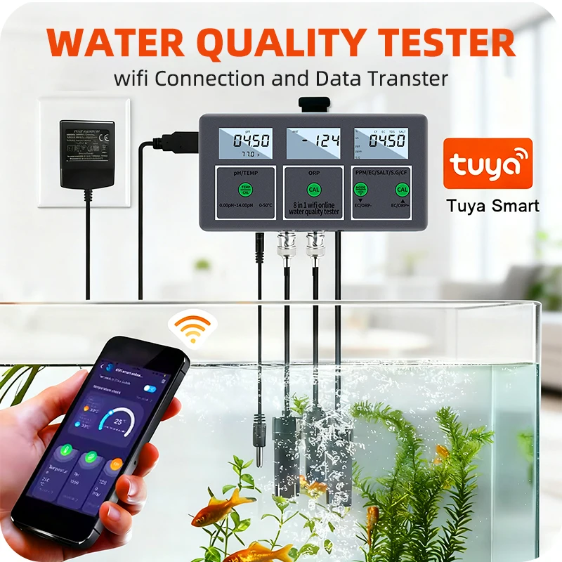 Tuya WiFi 8-In-1 Water Quality Tester (S.G/PH/EC/ORP/TDS/CF/SALT/TEMP) Measuring Analyzer DIY Water Detector Monitor Smart Tool
Tuya WiFi 8-In-1 Water Quality Tester (S.G/PH/EC/ORP/TDS/CF/SALT/TEMP) Measuring Analyzer DIY Water Detector Monitor Smart Tool