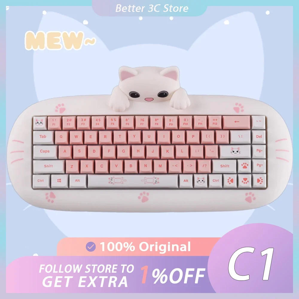 HNYK C1 Mechanical Keyboard Three Mode RGB Backlight Silicone Shell Gaming Keyboard Hot Swap Cute Cat Pc Gamer Office Girls Gift
HNYK C1 Mechanical Keyboard Three Mode RGB Backlight Silicone Shell Gaming Keyboard Hot Swap Cute Cat Pc Gamer Office Girls Gift