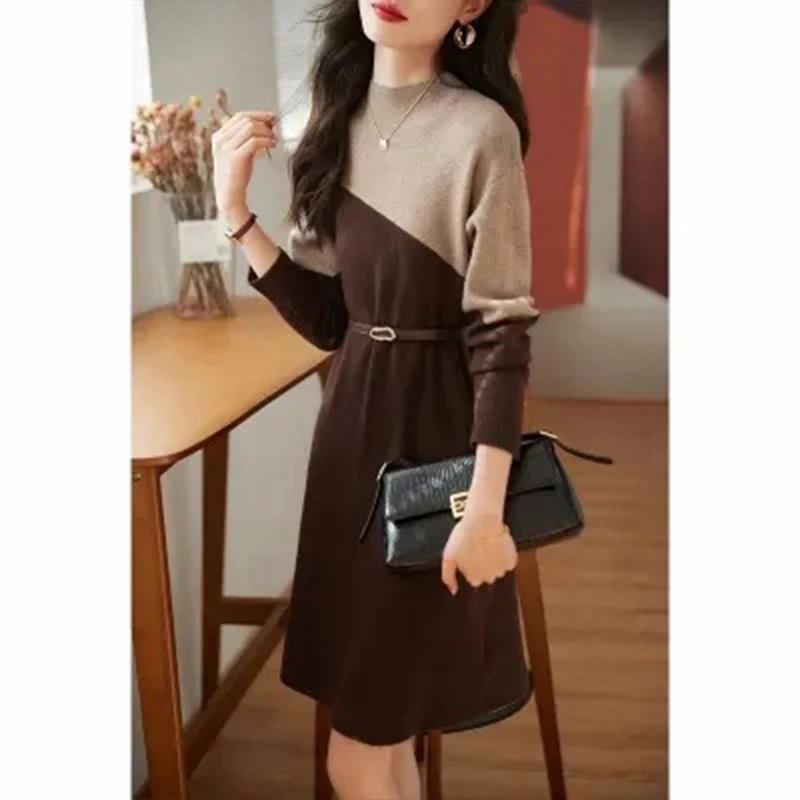 Spring Autumn Winter Vintage Women's Dress Slim Stylish Color Blocked Half Height Collar Knitted Dresses Платье Женское
Spring Autumn Winter Vintage Women's Dress Slim Stylish Color Blocked Half Height Collar Knitted Dresses Платье Женское