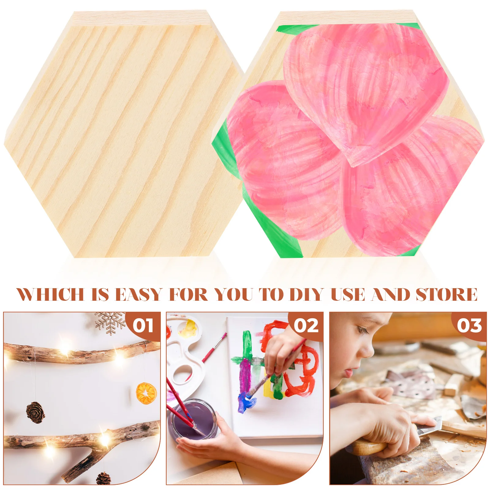 4Pcs DIY Hexagon Unfinished Wood Slices Blank Wood Pieces Wooden Craft Material Decor Wooden Ornaments Hexagon Cutouts
4Pcs DIY Hexagon Unfinished Wood Slices Blank Wood Pieces Wooden Craft Material Decor Wooden Ornaments Hexagon Cutouts