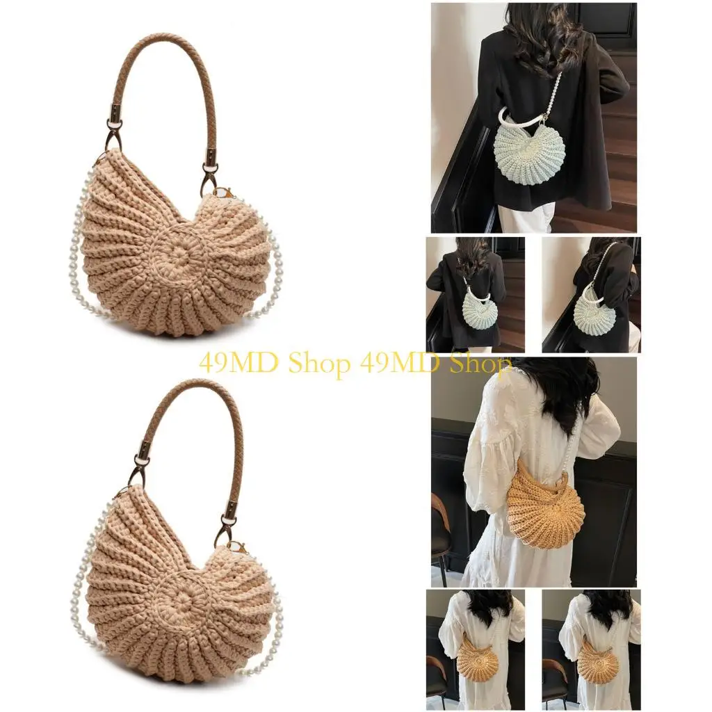 49MD Women Shoulder Bag Handwoven Handbag Fashion Crossbody Bag with Pearls Strap
49MD Women Shoulder Bag Handwoven Handbag Fashion Crossbody Bag with Pearls Strap