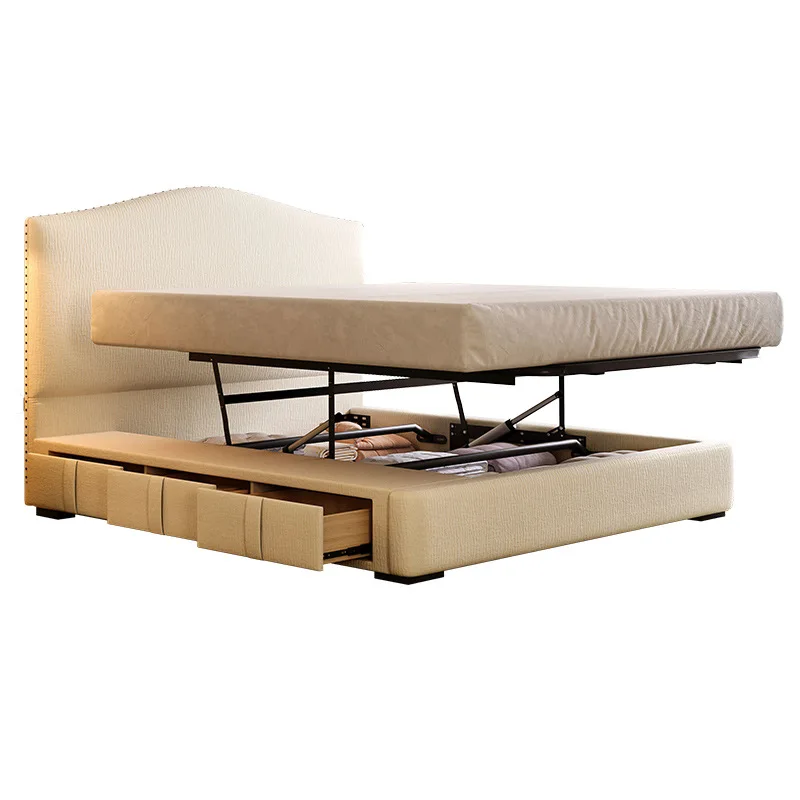 Nordic retro cream chenille fabric bed master bedroom high backrest translation storage box bed
Nordic retro cream chenille fabric bed master bedroom high backrest translation storage box bed