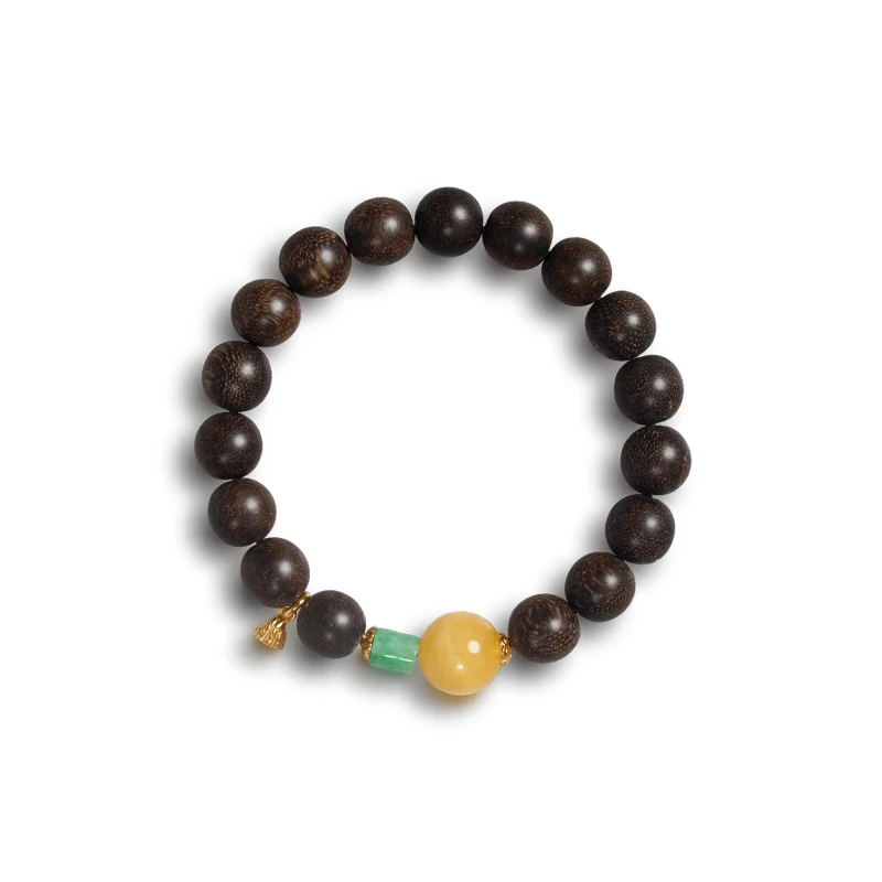 Natural Kalimantan Agarwood Bracelet Jade Beeswax Beads S925 Gold Plated Meditation Healing Therapy Wealth Luck Charming 
Natural Kalimantan Agarwood Bracelet Jade Beeswax Beads S925 Gold Plated Meditation Healing Therapy Wealth Luck Charming