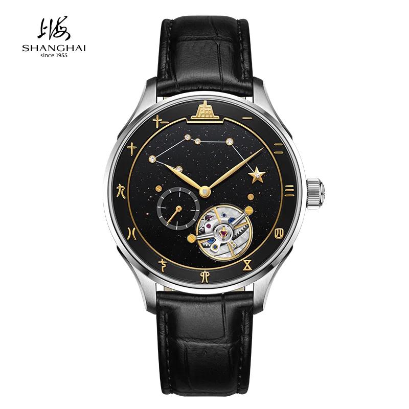 Shanghai Watch Wenchang Star Carousel Men's Luxury Mechanical Watch 18K Gold 42mm Tourbillon Hand-Wound Wristwatch Sapphire 5021
Shanghai Watch Wenchang Star Carousel Men's Luxury Mechanical Watch 18K Gold 42mm Tourbillon Hand-Wound Wristwatch Sapphire 5021