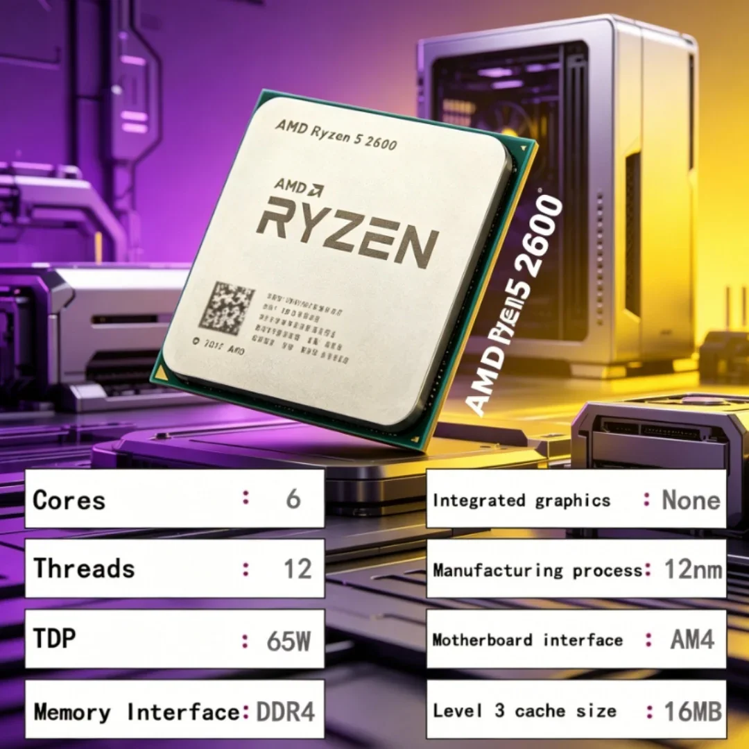 Hot Selling AMD Ryzen 5 R5 2600 3.4GHz 6-Core 12-Core CPU Processor Socket AM4
Hot Selling AMD Ryzen 5 R5 2600 3.4GHz 6-Core 12-Core CPU Processor Socket AM4