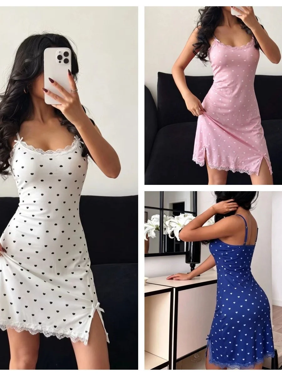 Sweet Style Home Clothes Lace Trim Strap Nightgown Short Skirt Length One Shoulder Design Summer Season Youth Casual Home Use
Sweet Style Home Clothes Lace Trim Strap Nightgown Short Skirt Length One Shoulder Design Summer Season Youth Casual Home Use
