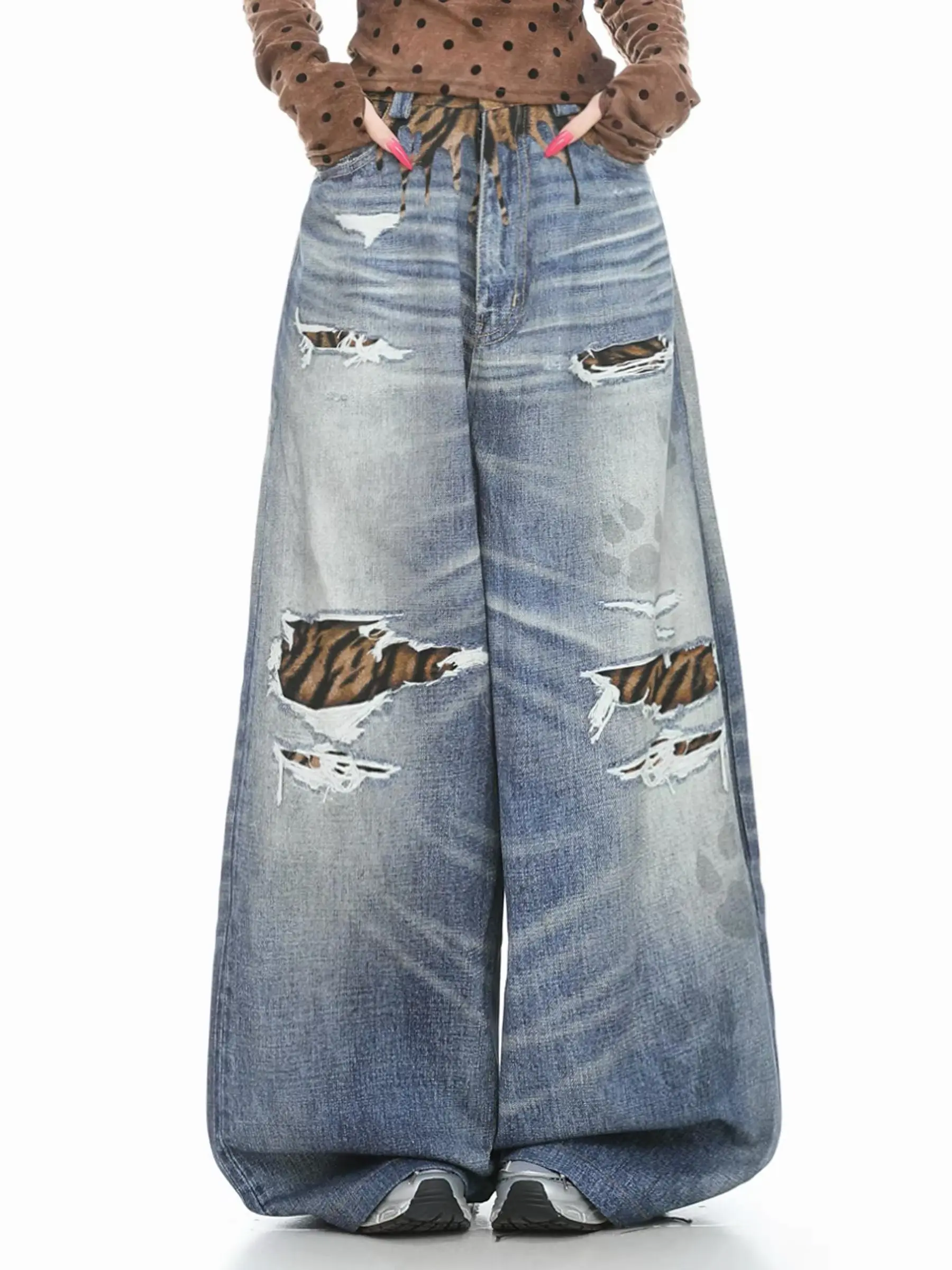 Y2K Tiger Pattern Curved Knife Jeans High Waist Wide Leg Floor Length Spring Retro for Women
Y2K Tiger Pattern Curved Knife Jeans High Waist Wide Leg Floor Length Spring Retro for Women