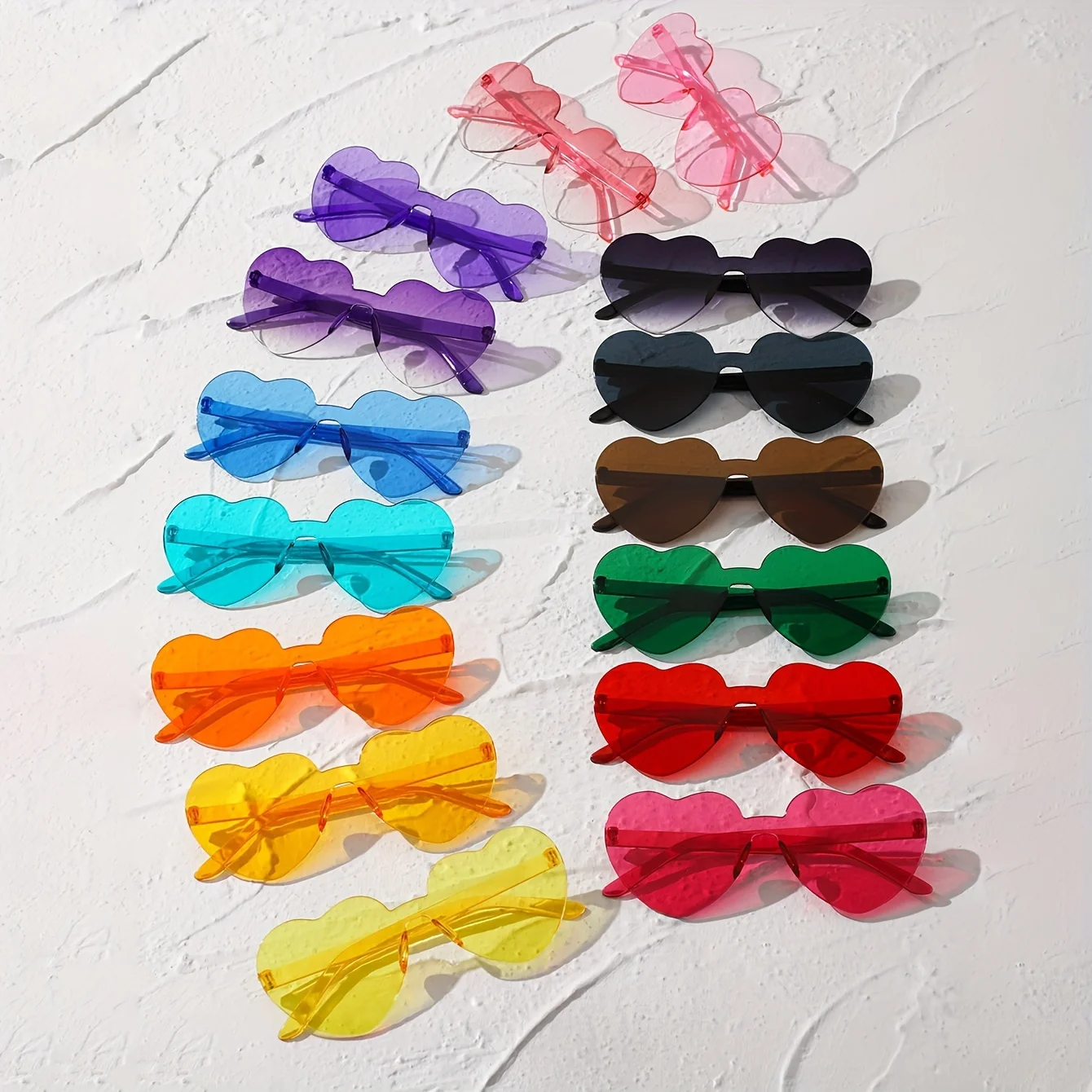Car Sun Glasses 15pcs Heart Shaped Rimless Sunglasses Women Men Cat Eye Candy Color One Piece Shades Outdoor Driving Goggles
Car Sun Glasses 15pcs Heart Shaped Rimless Sunglasses Women Men Cat Eye Candy Color One Piece Shades Outdoor Driving Goggles