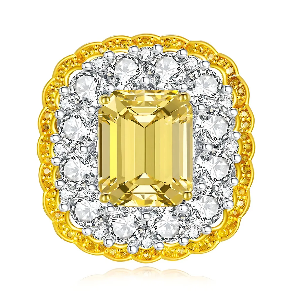 New yellow large sugar cube 925 silver ring women's 10x12mm rectangular high carbon diamond ring haute couture jewelry
New yellow large sugar cube 925 silver ring women's 10x12mm rectangular high carbon diamond ring haute couture jewelry
