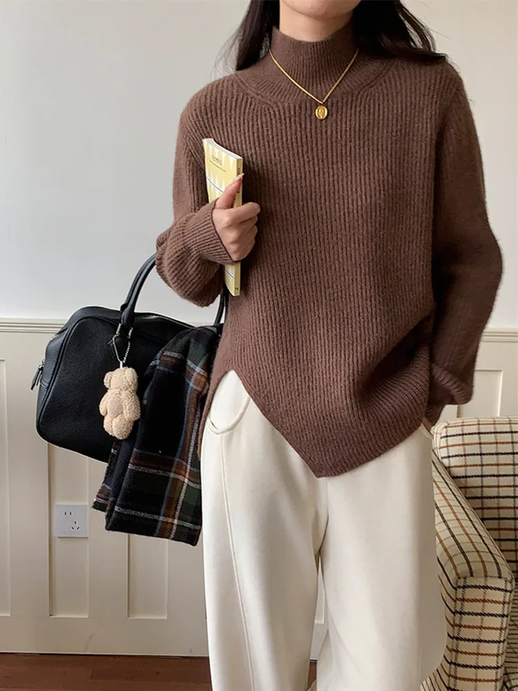 Women‘s Winter Turtleneck Pullovers Warm Thick Solid Sweaters Korean Fashion Casual Long Sleeve Irregular Slit Tops Woman 2024
Women‘s Winter Turtleneck Pullovers Warm Thick Solid Sweaters Korean Fashion Casual Long Sleeve Irregular Slit Tops Woman 2024