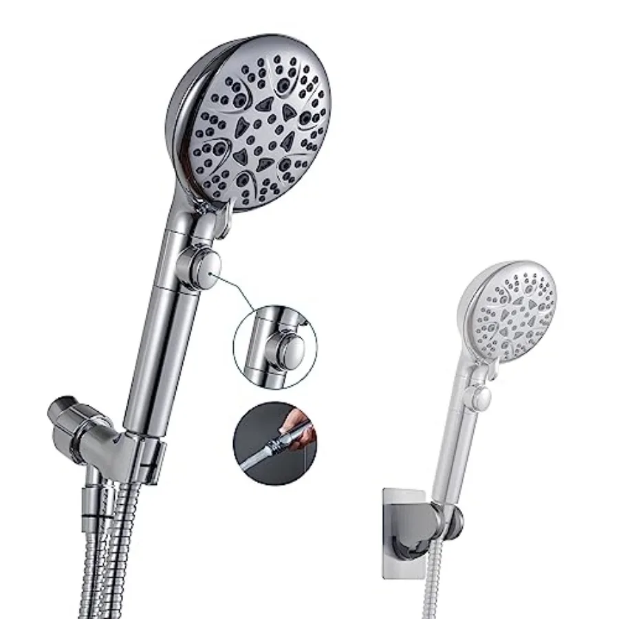 Handheld Shower Head with On Off Switch 8-Mode High Pressure Showerhead with 79 Inches Extra-long Stainless Steel Hose and Brac
Handheld Shower Head with On Off Switch 8-Mode High Pressure Showerhead with 79 Inches Extra-long Stainless Steel Hose and Brac