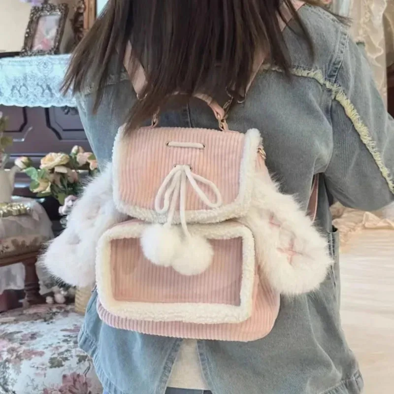 Cute Mini Backpack Pink Furry Anime Cosplay Unisex Bookbag Sweet Rabbit Ears Students Bag Cartoon Plush Rucksack Outdoor Bags
Cute Mini Backpack Pink Furry Anime Cosplay Unisex Bookbag Sweet Rabbit Ears Students Bag Cartoon Plush Rucksack Outdoor Bags