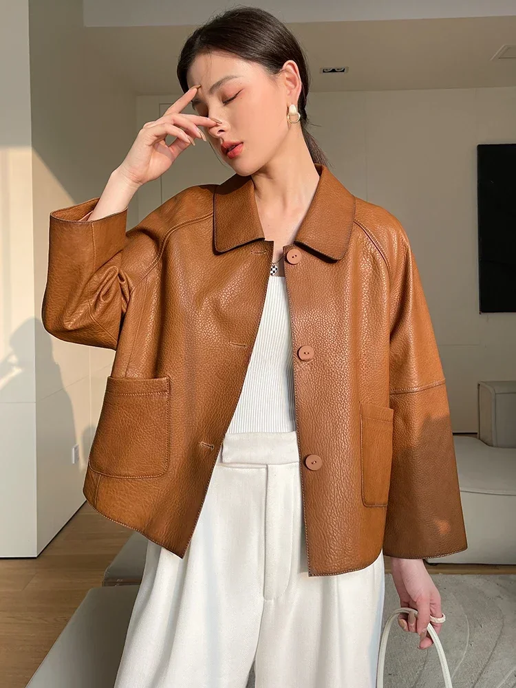 High-end Simple Natural Sheepskin Coats for Women 2026 New Trend Casual Single-breasted Lychee Texture Genuine Leather Jacket
High-end Simple Natural Sheepskin Coats for Women 2026 New Trend Casual Single-breasted Lychee Texture Genuine Leather Jacket