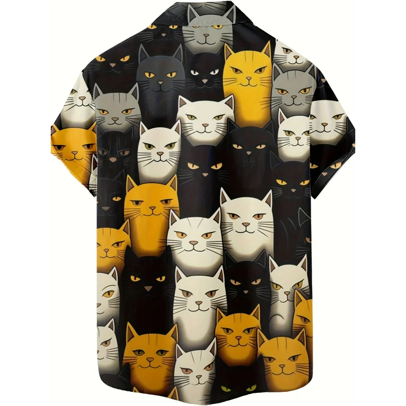Men's Casual 3D Cat Print Hawaiian Shirt – Short Sleeve, Button Design, Lightweight Style, Black, White, Orange Fun Cat Face Pat
Men's Casual 3D Cat Print Hawaiian Shirt – Short Sleeve, Button Design, Lightweight Style, Black, White, Orange Fun Cat Face Pat