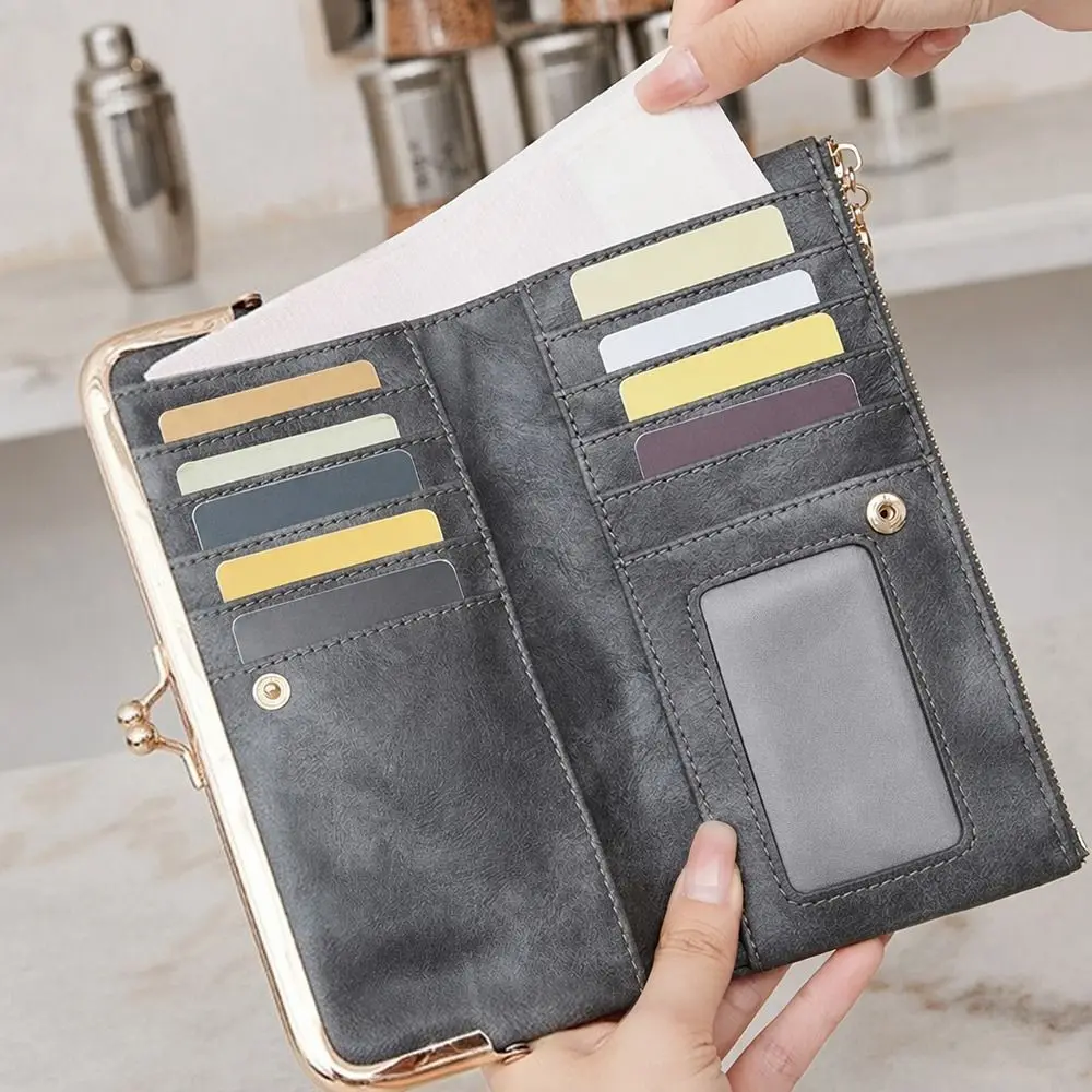 Minimalism Kiss Lock Long Wallet Solid Color Double Fold Card Holder Multi Functional Coin Purse Women
Minimalism Kiss Lock Long Wallet Solid Color Double Fold Card Holder Multi Functional Coin Purse Women