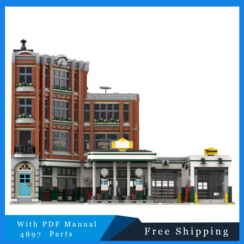4897 Parts City Street View Model MOC Building Bricks Garage Gas Station Modular Gifts Holiday Assemble Children Suit Technology 
4897 Parts City Street View Model MOC Building Bricks Garage Gas Station Modular Gifts Holiday Assemble Children Suit Technology