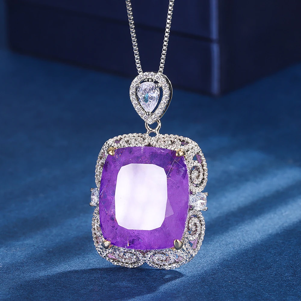 Luxury Vintage 20*23mm Amethyst Pendant Chain Necklace for Women Lab Diamond Cocktail Party Fine Jewelry Accessories Female Gift
Luxury Vintage 20*23mm Amethyst Pendant Chain Necklace for Women Lab Diamond Cocktail Party Fine Jewelry Accessories Female Gift