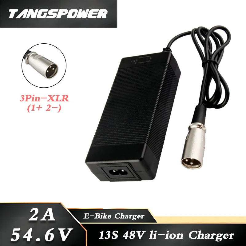 54.6A 2A Lithium Battery Charger For 13S 48V Li-ion Battery Pack Fast Charging 3P-XLR Connector High quality portable Recharger
54.6A 2A Lithium Battery Charger For 13S 48V Li-ion Battery Pack Fast Charging 3P-XLR Connector High quality portable Recharger