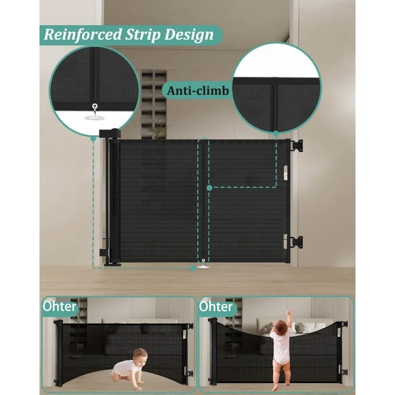 Upgrade 59" Retractable Baby Gates with Reinforced Strip Design to Prevent Crawling Through, 42" Tall Retractable Gate
Upgrade 59" Retractable Baby Gates with Reinforced Strip Design to Prevent Crawling Through, 42" Tall Retractable Gate