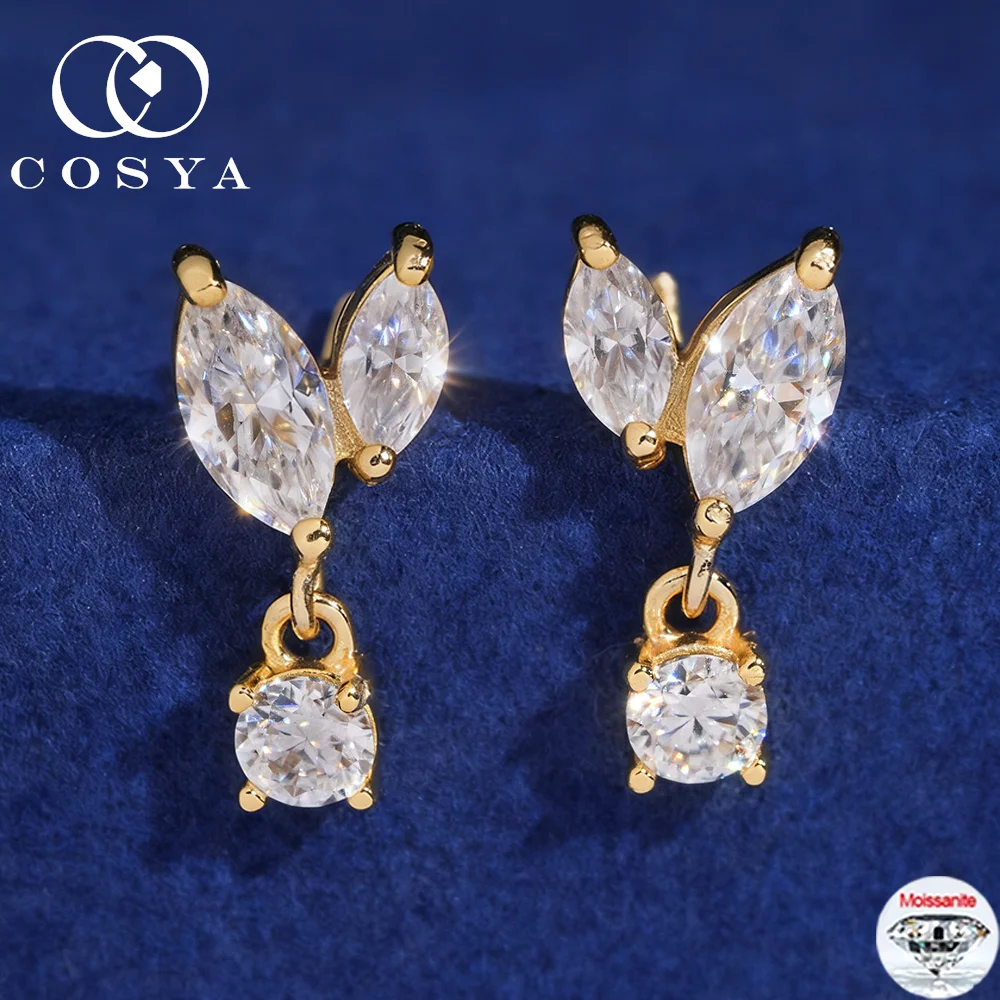 Серьги-капли COSYA с муассанитом в форме листа маркизы, 100% посеребрение S925, 18-каратное золото D VVS1, сверкающие ювелирные изделия для вечеринок с бриллиантами в лаборатории
Серьги-капли COSYA с муассанитом в форме листа маркизы, 100% посеребрение S925, 18-каратное золото D VVS1, сверкающие ювелирные изделия для вечеринок с бриллиантами в лаборатории