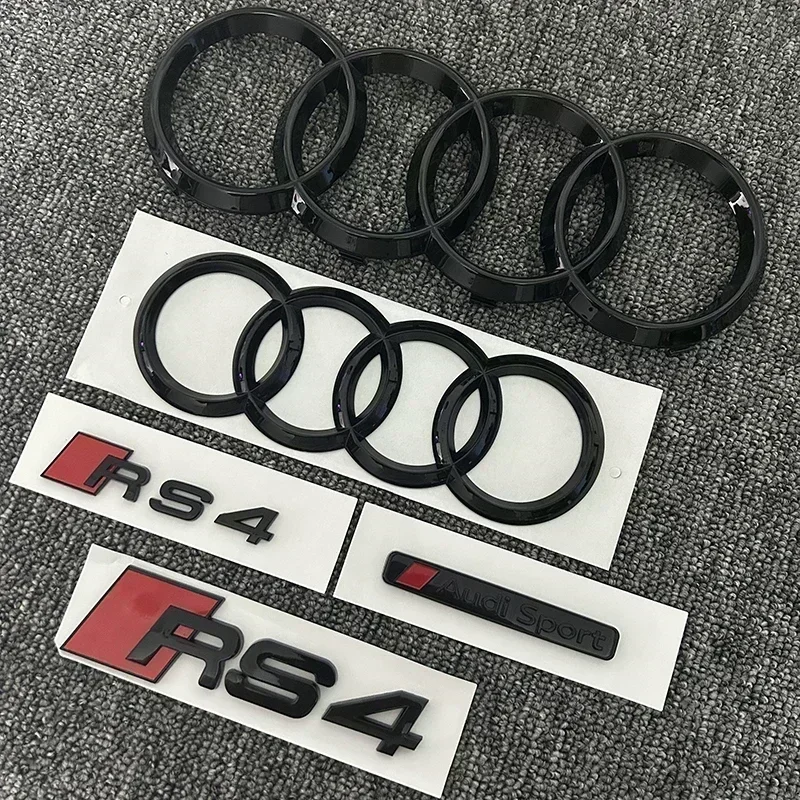 AUDI RS4 4Ring logo ABS Black Car Hood Front Grill Emblem Rear Trunk Badge Sticker AUDI Sport Emblem Sticker For RS4 2016-2020
AUDI RS4 4Ring logo ABS Black Car Hood Front Grill Emblem Rear Trunk Badge Sticker AUDI Sport Emblem Sticker For RS4 2016-2020