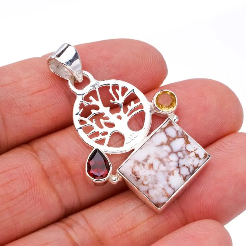 StarGems® Natural Penut Wood Jasper Garnet,Citrine Tree Handmade 925 Sterling Silver Pendant 1.5" F4899
StarGems® Natural Penut Wood Jasper Garnet,Citrine Tree Handmade 925 Sterling Silver Pendant 1.5" F4899