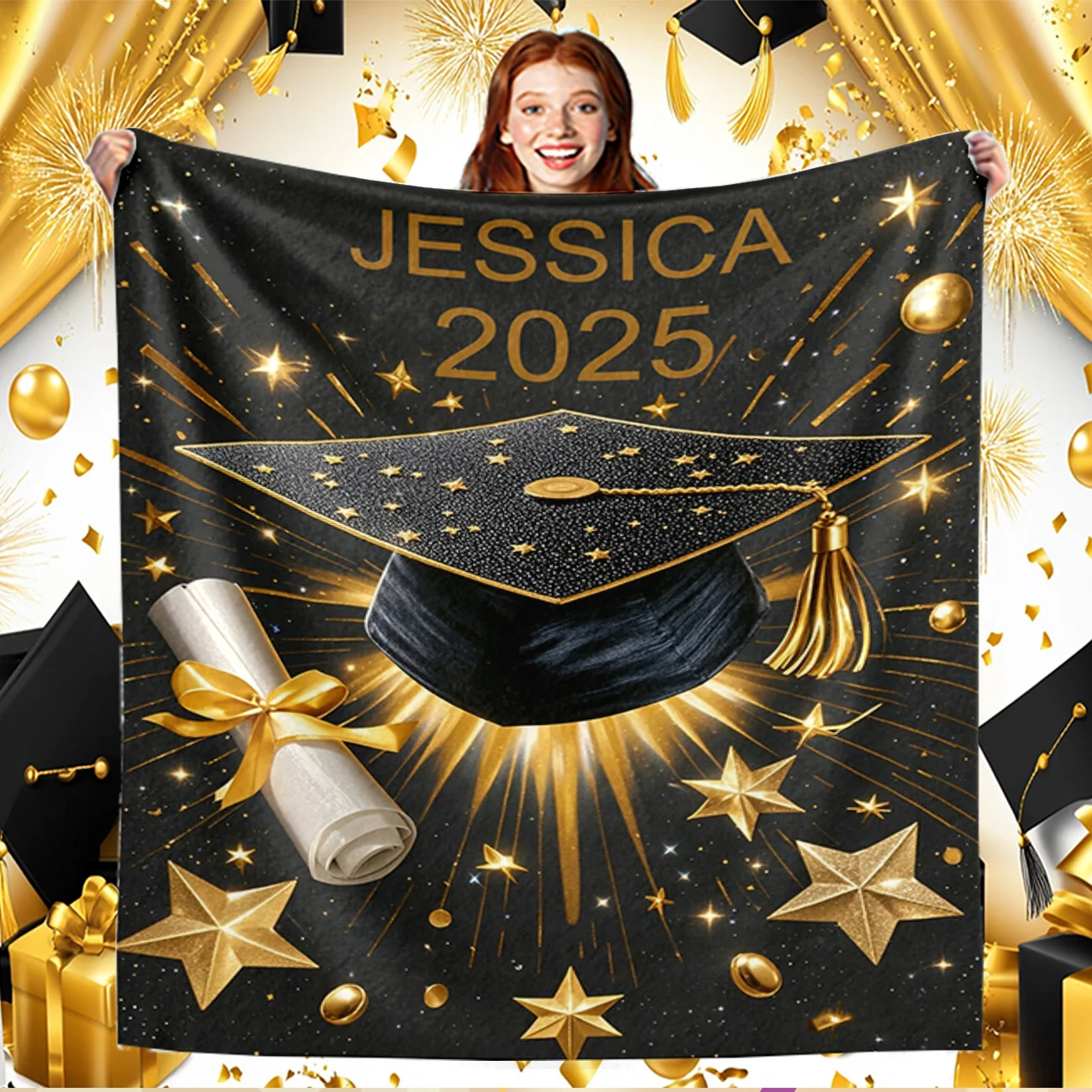 Personalized customization of your name: Letter Luxury 2025 Graduation Blanket, Super Soft flannel, suitable for all seasons 
Personalized customization of your name: Letter Luxury 2025 Graduation Blanket, Super Soft flannel, suitable for all seasons
