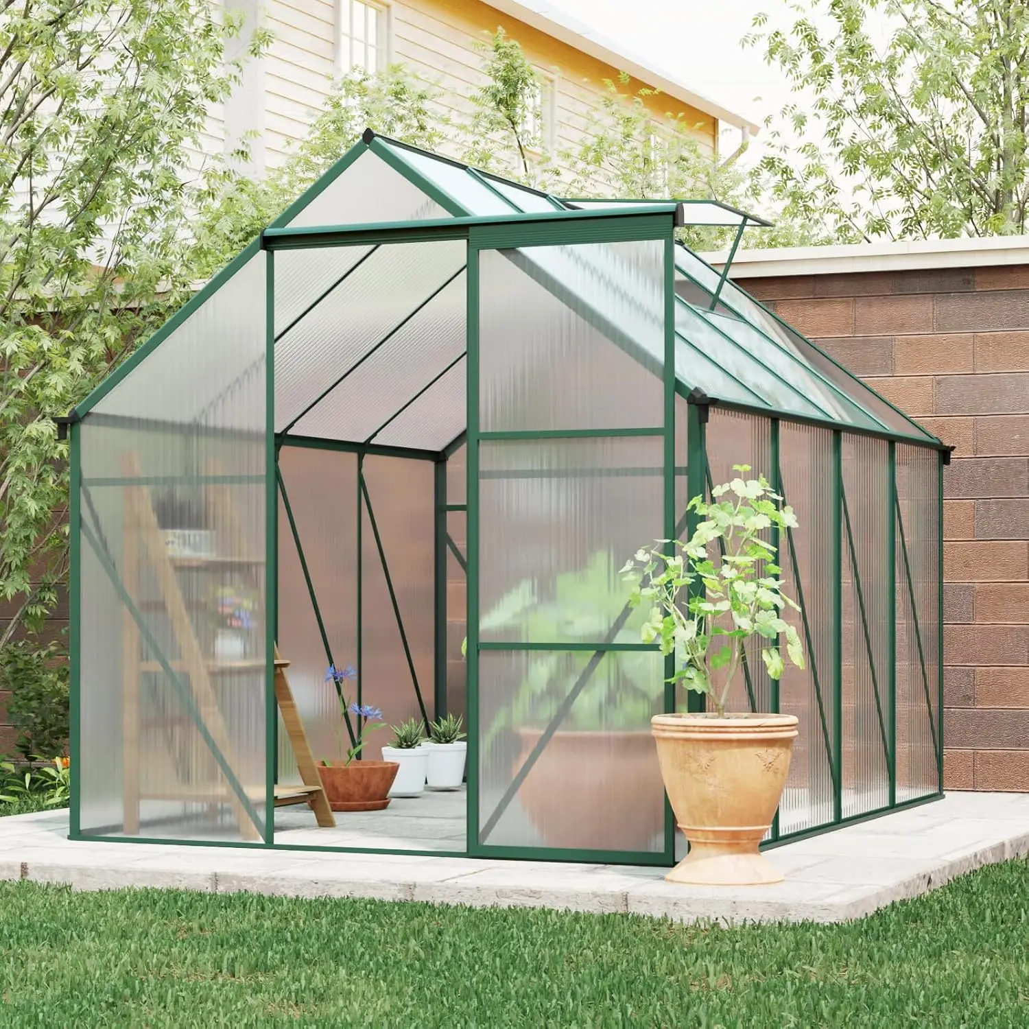 6x8ft Walk-in Greenhouse for Outdoors, Large Polycarbonate Greenhouses with Enhanced Aluminum Frame, Adjustable, Customized
6x8ft Walk-in Greenhouse for Outdoors, Large Polycarbonate Greenhouses with Enhanced Aluminum Frame, Adjustable, Customized