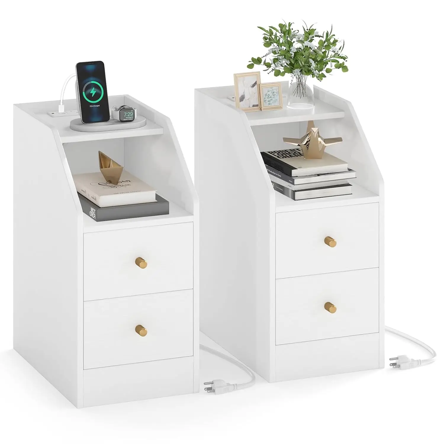 Night Stand Set 2 with Charging Station, Sofa Couch End Side Table w/Shelf, Storage Drawers, Outlets, USB & Type-C, Customized
Night Stand Set 2 with Charging Station, Sofa Couch End Side Table w/Shelf, Storage Drawers, Outlets, USB & Type-C, Customized