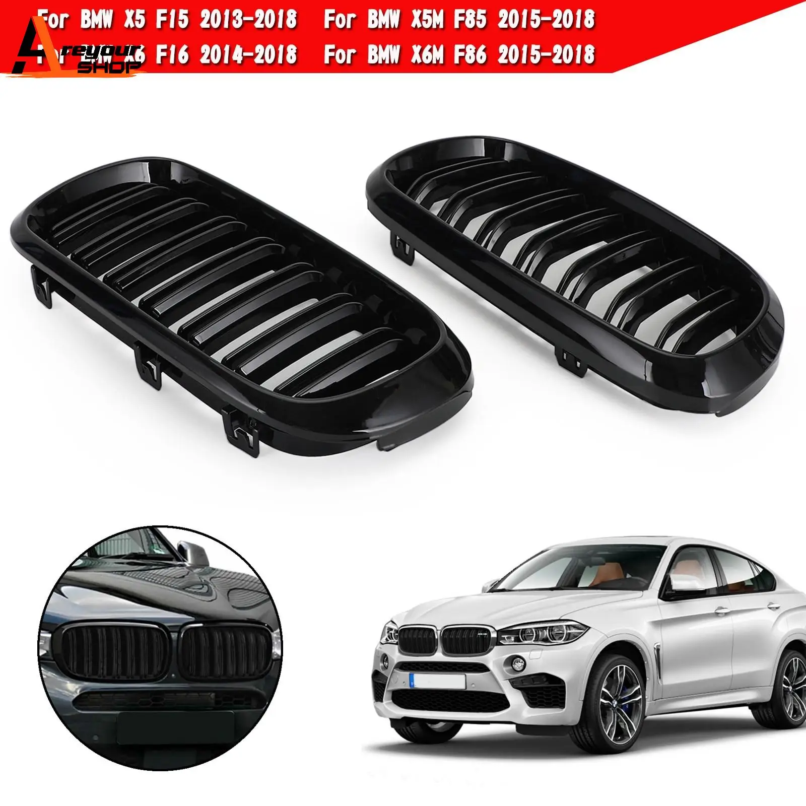 Areyourshop глянцевая черная двойная Передняя решетка для BMW X5M F85 X6M F86 X5 F15 X6 F16 2013-2018 51118056323 автомобиль
Areyourshop глянцевая черная двойная Передняя решетка для BMW X5M F85 X6M F86 X5 F15 X6 F16 2013-2018 51118056323 автомобиль
