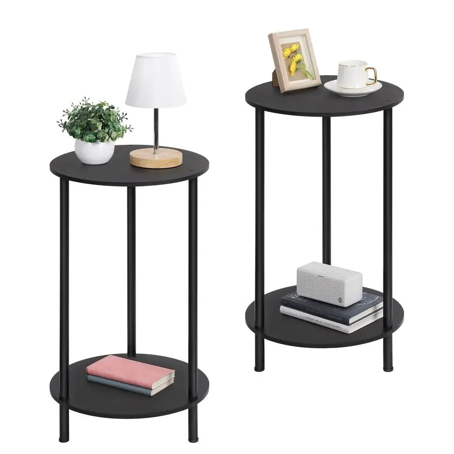 Small Round Side Table, 2 Tiers Farmhouse End Tables, Set of 2 Accent Tables for Small Spaces, Night Stands for Bedrooms Living
Small Round Side Table, 2 Tiers Farmhouse End Tables, Set of 2 Accent Tables for Small Spaces, Night Stands for Bedrooms Living