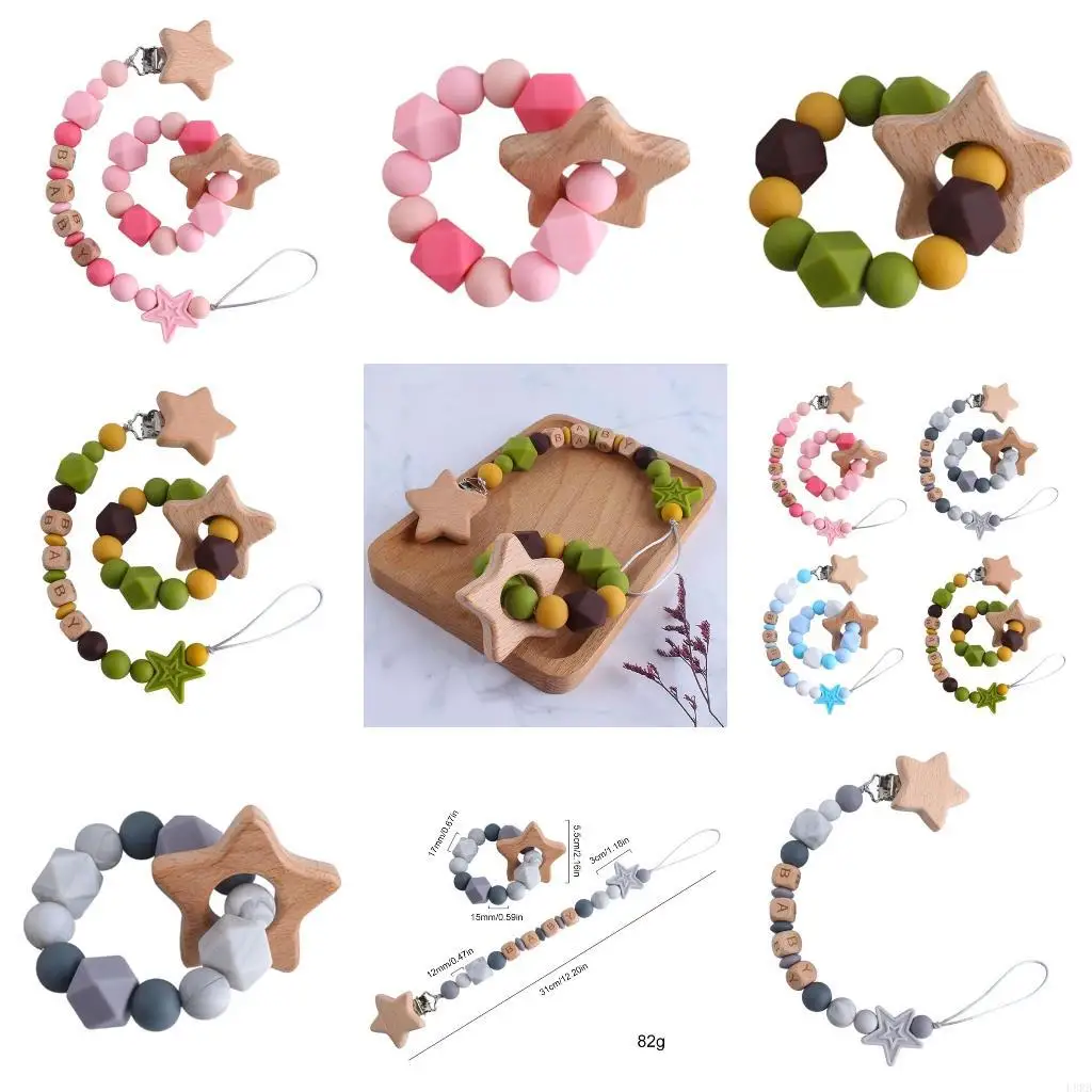 Wooden Pacifier Clips for Baby Silicone Cartoon Teething Bracelet Teether Toy L8RB
Wooden Pacifier Clips for Baby Silicone Cartoon Teething Bracelet Teether Toy L8RB