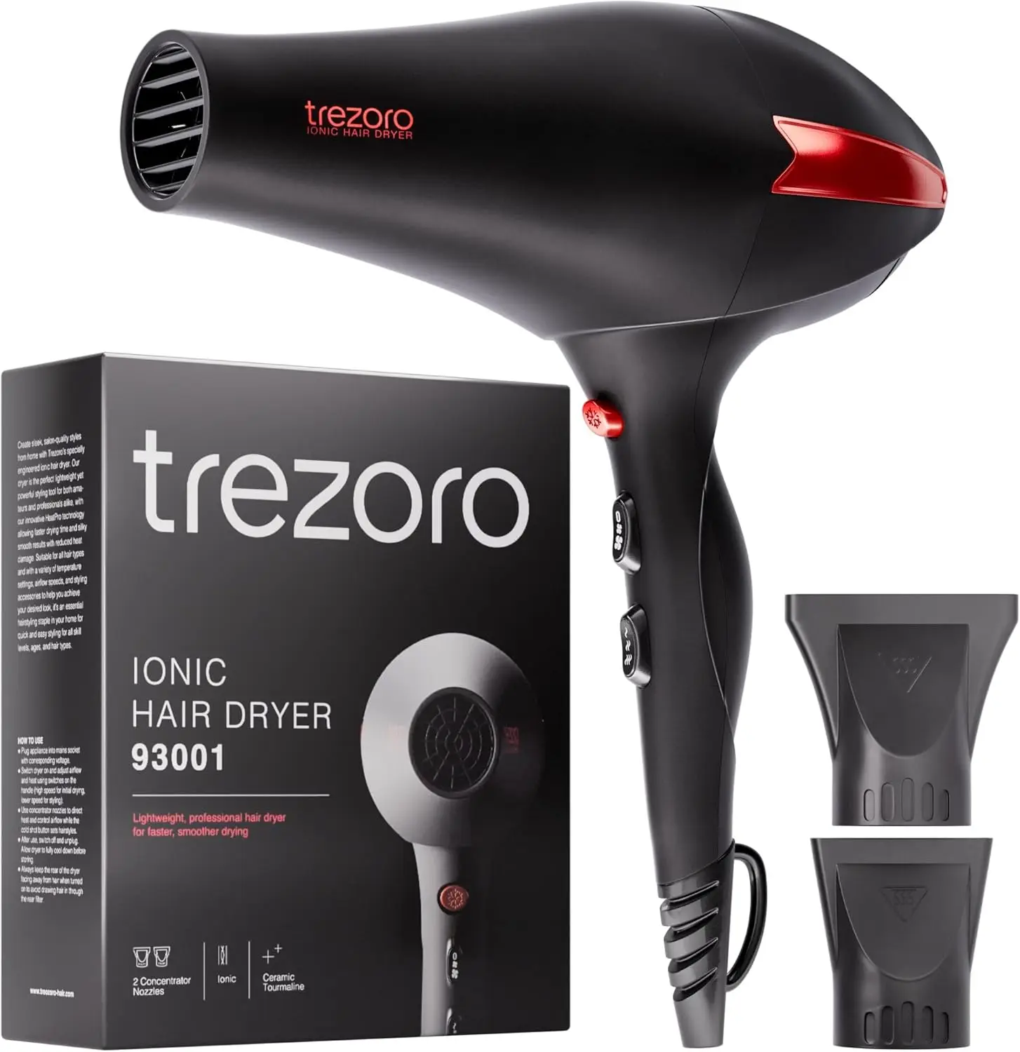 2000W Ionic Ceramic Hair Dryer, Fast Quiet Drying, 3 Heat & 2 Speed, Cool Shot, Black
2000W Ionic Ceramic Hair Dryer, Fast Quiet Drying, 3 Heat & 2 Speed, Cool Shot, Black