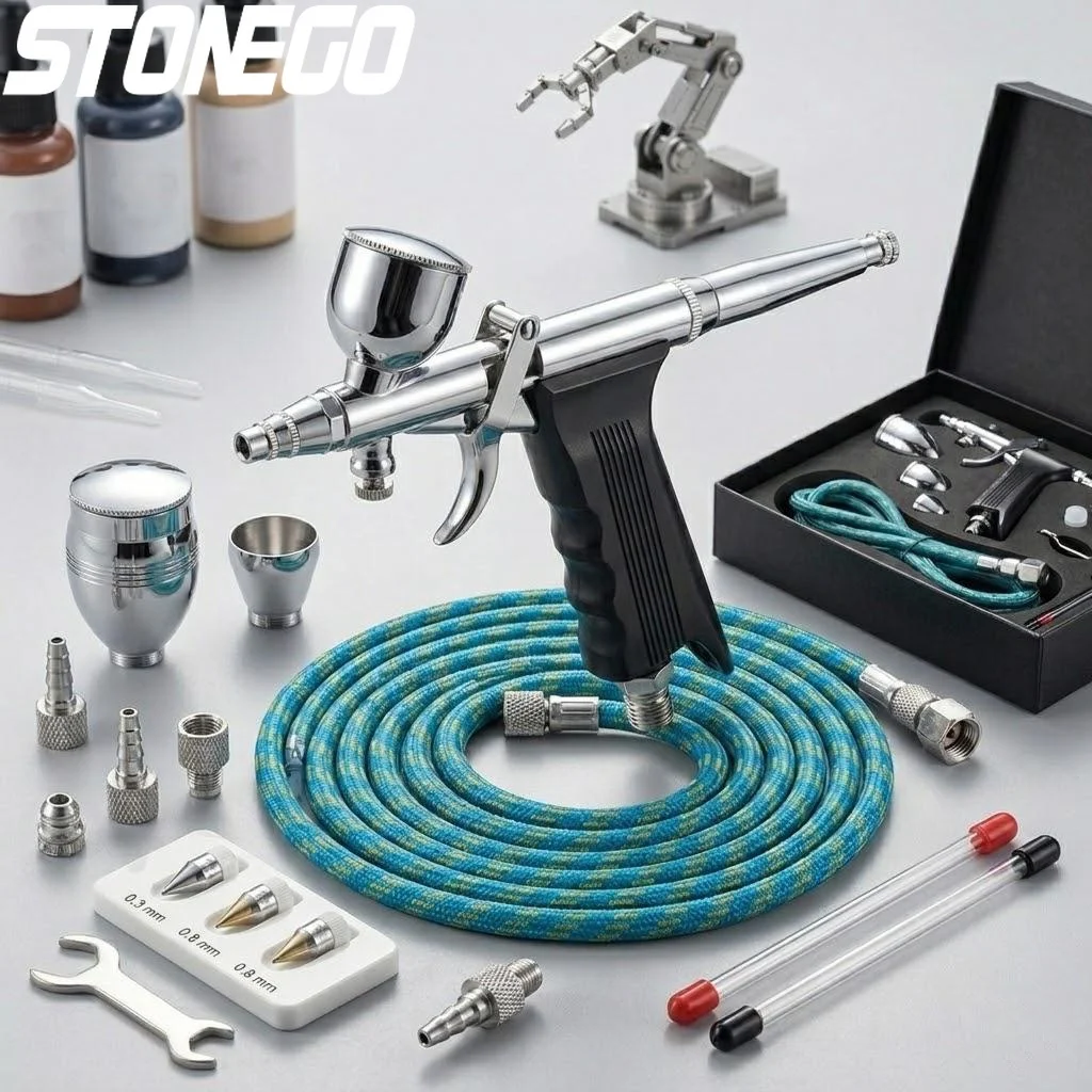 Double Action Airbrush Kit 0.3mm 0.5mm 0.8mm Needles 2cc 5cc 13cc Paint Cups Ideal for Nail Art Cake Decorating Tattooing
Double Action Airbrush Kit 0.3mm 0.5mm 0.8mm Needles 2cc 5cc 13cc Paint Cups Ideal for Nail Art Cake Decorating Tattooing